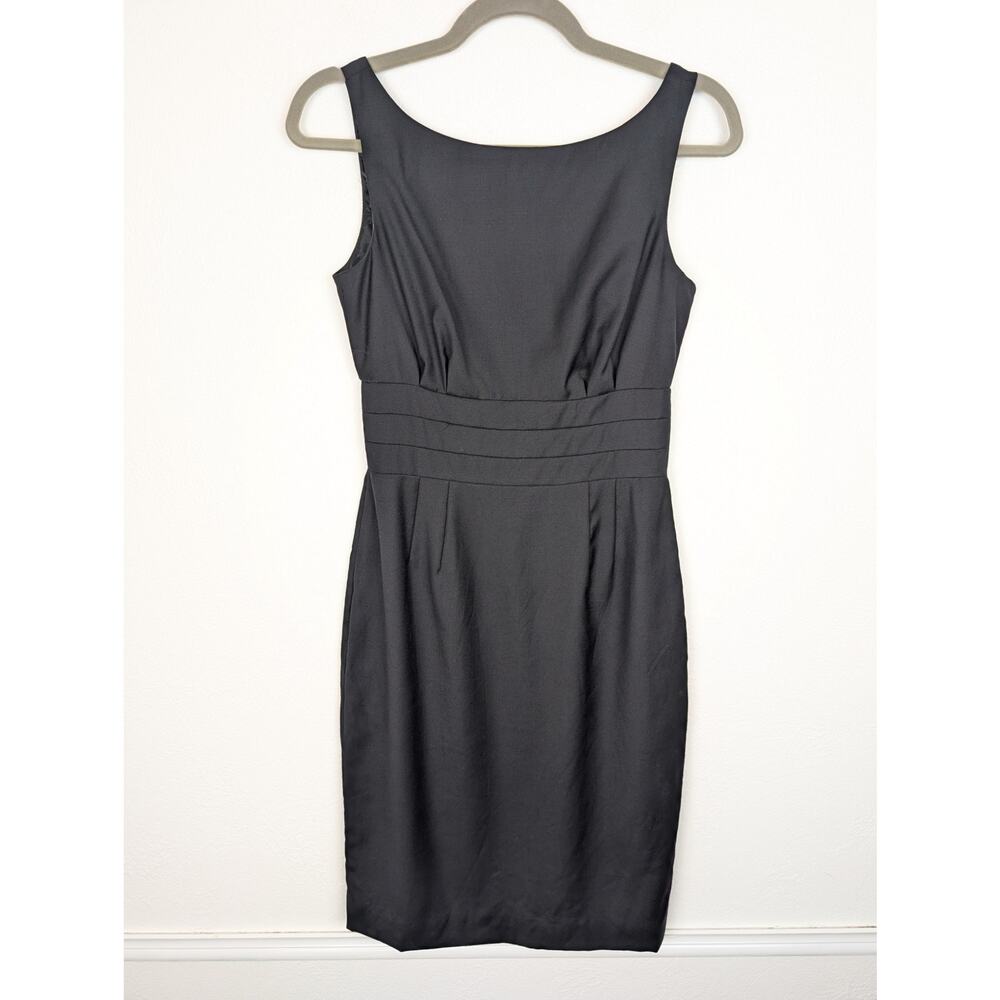 J Crew Dress Wool Sheath Pleated Career Office Neutral Academia Black Size 0